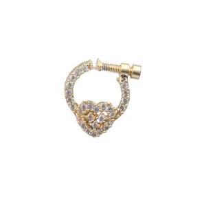 Anuradha Plus charming heart shape designer and studded American diamond Nose ring for women and girls.