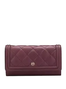 Da Milano Genuine Leather Purple Flap Over Womens Wallet (10209)