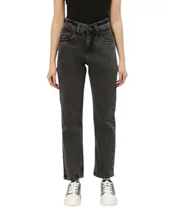 Classic Comfort: Women's Mid Rise Denim Jeans in Solid Colors Black