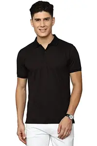 Allen Solly Men Cotton Solid Regular Fit Polo Shirt (ASKPNRGFT55946_Black, 2XL)