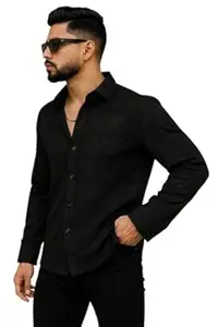 Hmkm Men's Solid Linen Cotton Shirt, Casual, Plain, Full Sleeve, Summer-Regular Fit, Stylish, Everyday Formal Wear