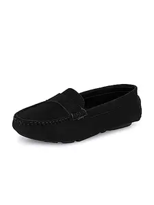El Paso Vegan Leather Black Casual Plain Loafers for Women - 7 UK