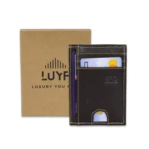 LUYF Raven Card Holder for Men - ATM Card Wallet for Men | RFID Credit Card Holder | Soft Genuine Leather, Non-Bulky Design - Ideal Gift for Men - Black
