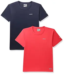 Charged Energy-004 Interlock Knit Hexagon Emboss Round Neck Sports T-Shirt Red Size Xl And Charged Play-005 Interlock Knit Geomatric Emboss Round Neck Sports T-Shirt Navy Size Xl