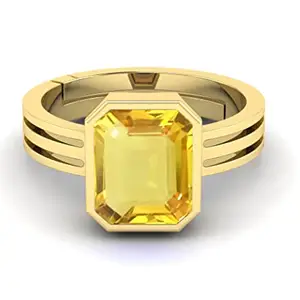 RRVGEM YELLOW SAPPHIRE RING 6.25 Ratti 6.00 Carat Certified Unheated Untreatet Pukhraj GOLD PLATED Ring for Women's and Men's By LAB -CERTIFIED
