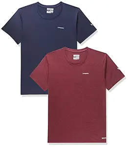 Charged Brisk-002 Melange Round Neck Sports T-Shirt Rust Size 2Xl And Charged Play-005 Interlock Knit Geomatric Emboss Round Neck Sports T-Shirt Navy Size 2Xl