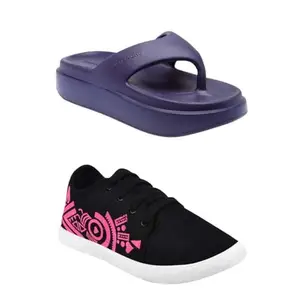 SPORTER Extra Soft Classic Casual wear with Flexibility Technology Flip Flop Combo for Women's/Girl's(6112+1980)(4)