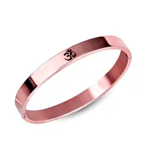 MEENAZ Bracelet for Men Stainless Steel | Aum Om Kada for men Bracelets | Bracelet for Boys Rose Gold,Kada | Waterproof, Anti-tarnish Bracelet golden, Rust-free, Skin friendly | 8 mm Bracelets for Men