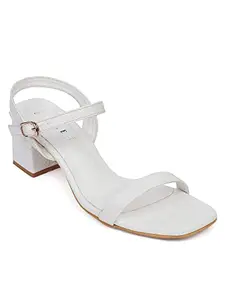 Elle Women's Heels Sandal, White, 5