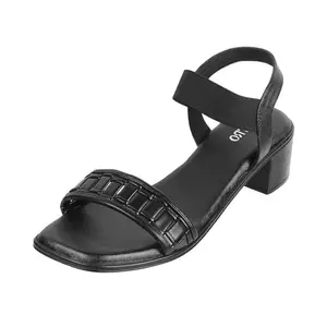 Metro Women's Block Heel Sandals in Black | Quilted Design | Synthetic Sandals for Women | Light Weight | Cushioned | Daily Wear | Casual Wear | Size UK 8 | Premium Quality Sandals