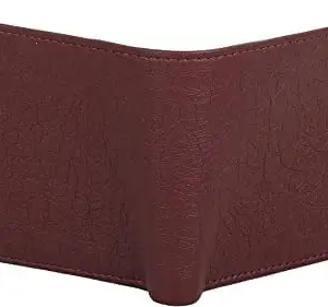 WILD EDGE Wallet for Men - Textured Handcrafted Dark Brown Artificial Leather Wallet - Minimal Thin Pocket Wallet (Brown)