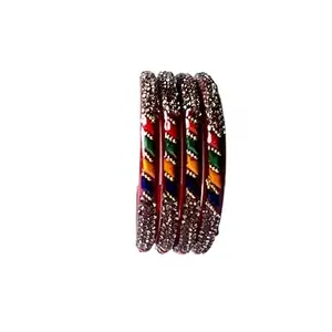 Karaavi Bright Glass Multicolor Bangle/Kada Set Colourful, Stylish And Attractive Perfect For Adding Colour To Any Outfit Durable And Ideal For Everyday Wear, Pack Of 4 -A18