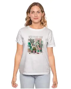 ALLEN BLACK Men's & Women's Regular Fit 100% Cotton T-Shirt (WILDPLA03-White 2XL Men Round_)