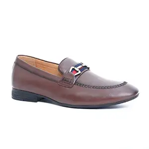 Egle Handcrafted Brown Leather Slip-On Formal Shoes for Men(11 UK)