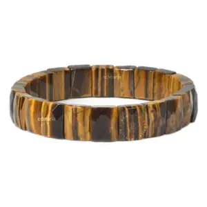 EDMIRIA Natural Tiger Eye Bracelet Reiki Healing Crystal Stone Exotic Faceted Cut Stone Bracelet for Success, Good Luck, Prosperity & Protection for Mens and Womens (Rectangle)