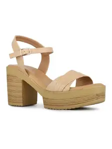 Inc.5 Womens Beige Solid Round Toe Party Wear Platform Heel Sandals