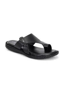IVRAH Men’s Ethnic Sandals | Stylish Synthetic Chappals with Airmix Sole | Comfortable Traditional Slip-Ons (IV-TH003-BLK-7)