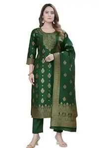SHREGHAR FASHION Women Banarasi Silk Suit Set – Kurta With Dupatta & Bottom – Party & Festive Ethnic Wear Dress – Comfortable Daily Festive Look