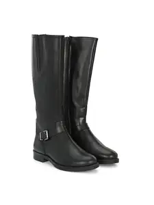 Delize Black Women Vegan Leather Western Knee Boots 64480-36