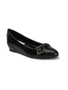 ELLE Women's Fashionable Textured Comfortable Ballerinas Colour-Black, Size-UK 5