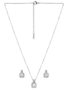 E2O Silver Necklace With Earrings For Women