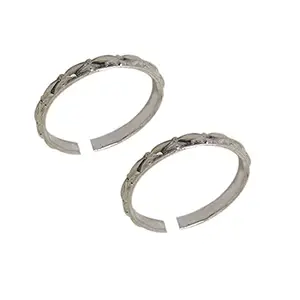 Sahiba Gems Exclusive Silver/Chandi Cut Work Toe Ring (Leg Thumb Ring) For Women 2 Pcs ~ Back Open Toe Ring