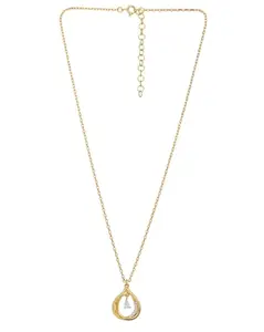 Carlton London 18kt Gold Plated with CZ Teardrop Pendant with Chain