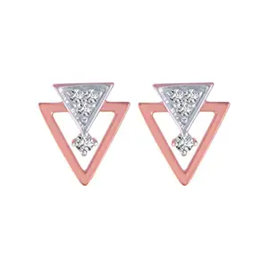 P.C. Chandra Jewellers 18k (750) Rose Gold and Diamond Stud Earrings for Women - 1.4984 Gram