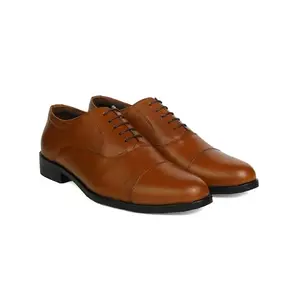 XHUGOY 557 Formal|Police|Dress|Dress Leather Oxford Shoe for Men TAN