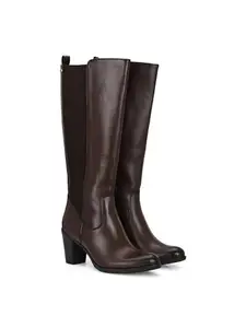 Delize Women brown mid heel knee high western boots 67322-40