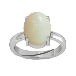 Gemscom Opal Stone Rashi Ratna 8.25 Ratti 7.75 Carat White Fire Opal Loose Gemstone Adjustable Ring Gemstone Top Quality Gems for Astrological Purpose