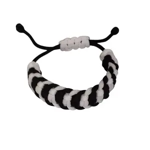 PRODUCTMINE® HANDMADE BRACELET ADJUSTABLE WRISTBAND BRACELET FRIENDSHIP BAND FOR WOMEN AND MEN SKIN FRIENDLY - BLACK AND WHITE