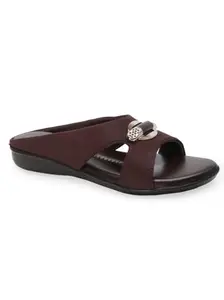 SNEAKERSVILLA Women & Girls Stylish Fancy and comfort Trending Flat sandal (Brown, 3)