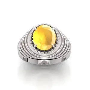 RRVGEM Pukhraj Ring 8.25 Ratti Certified AAA++ Quality Natural Yellow Sapphire Pukhraj Gemstone Ring for Men and Women's