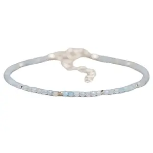 RRJEWELZ Aqua Chalcedony Bracelet for Men & Women – 3mm Round Faceted Blue Beads – 7 inch with Silver Plated Clasp – Healing, Fashion, Gift, Spiritual, Yoga|LCBR_RR_00637