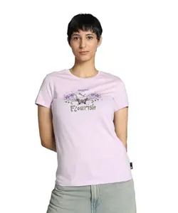 Puma Women's Graphic Print Regular Fit T-Shirt (625407_Grape Mist