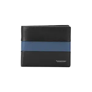 POLICE Men's Leather Bifold Coin Wallet - Black/Navy