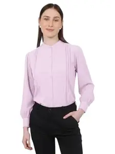 MRSWEARS Women's Regular Fit Pleated Cotton Blend Button Down Formal Shirts