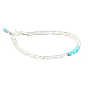 RRJEWELZ Rainbow Moonstone & Turquoise bracelet for men & women - 3-3.5mm Rondelle Faceted beads - 7 Inch with Silver plated clasp – Healing, Fashion, Gift, Spiritual, Yoga|LCBR_RR_08484