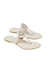 The White Pole White Flat T-Shape Fashion Sandal's and Slipper's for Women's & Girl's