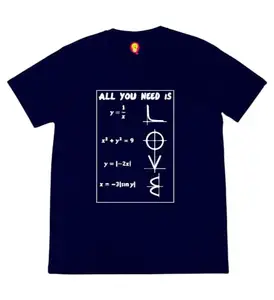 Aaramkhor Coding Round Neck Half Sleeve T-Shirt for Men | Math Love | Nerd | Engineering | Navy Blue | Large (42)