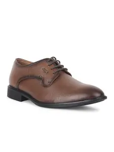 Liberty Fortune LOM-605 Formal Lacing Derby Shoes for Men with PU Sole | Softy Leather Outsole | Comfortable & Lightweight | Cushioned Footbed | Durable & Trendy Design (Tan - 45 EU)