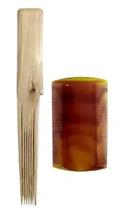 SBWC Wooden & Plastic Dust Lice Clean Remove Fine Tooth, Hair Comb & Eeroli, Lice Comb And Wooden Eeroli For Girls Women All