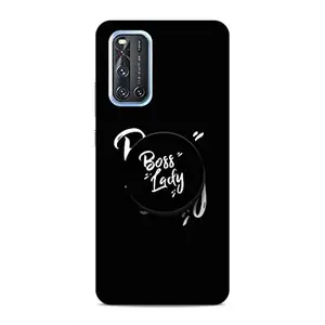 Screaming Ranngers Designer Printed Hard Plastic Matt Finish Mobile Case Back Cover with Mobile Holder for Vivo V19 (Boss Lady/Black/Girl Design)