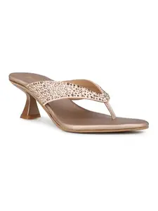 Inc.5 Womens Rose Gold Ethnic Embellished Round Toe Heels