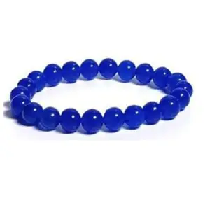 Blue Jade Stone Stretchable Bracelet for Men and Women