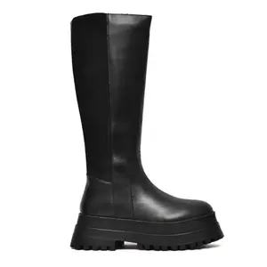 NICO NERINI Women's Genuine Leather Knee-High Long Boots with Chunky Sole – Stylish Winter & Casual Wear