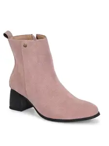 EL PASO Women Pink Faux Leather Casual Chelsea Boots-5