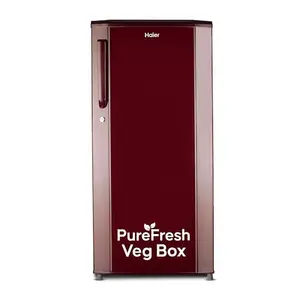 Haier 165L 1 Star Direct Cool Single Door Refrigerator | Wired Shelves | Large Veg Box | Fast Ice Making | Longer Cooling Retention | Easy Clean Back (HED-171RS-P, Red Mono)