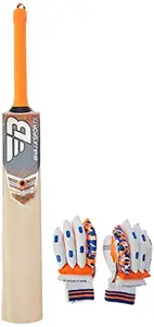 BHAJJI KASHMIRI WILLOW CRICKET BAT ELITE SIZE-6 WITH BATTING GLOVES 101 YOUTH